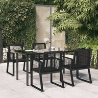Tuinset Horizon poly-rattan zwart tafel met 4 stoelen