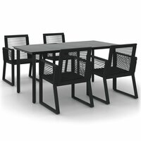 Tuinset Horizon poly-rattan zwart tafel met 4 stoelen