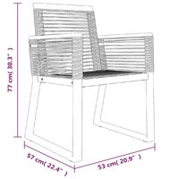 Tuinset Horizon poly-rattan zwart tafel met 4 stoelen
