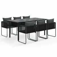 Tuinset Horizon poly-rattan zwart tafel met 4 stoelen