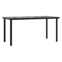 Tuinset Horizon poly-rattan zwart tafel met 4 stoelen