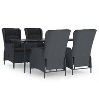 Tuinset Laren poly rattan donkergrijs tafel met 4 stoelen