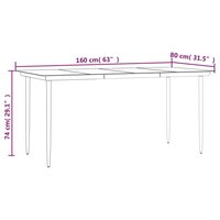 Tuinset Laren poly rattan donkergrijs tafel met 4 stoelen