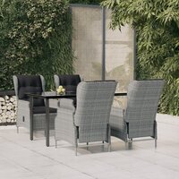 Tuinset Laren poly rattan lichtgrijs tafel met 4 stoelen