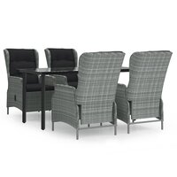 Tuinset Laren poly rattan lichtgrijs tafel met 4 stoelen