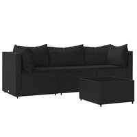 Loungeset Wendy Met Kussens Poly Rattan Zwart