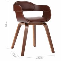 Eetkamerstoel Mio Gebogen Hout En Kunstleer Bruin