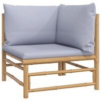Loungeset Palmas Met Kussens Bamboe Lichtgrijs 6-delig