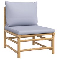 Loungeset Palmas Met Kussens Bamboe Lichtgrijs 6-delig