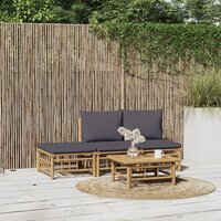 Loungeset Canaria Met Kussens Bamboe Donkergrijs 4-delig