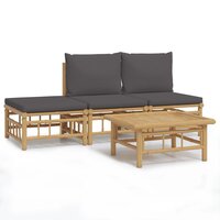 Loungeset Canaria Met Kussens Bamboe Donkergrijs 4-delig