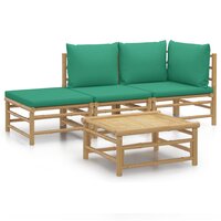 Loungeset Palmas Met Kussens Bamboe Groen 4-delig