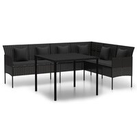 Loungeset Mieke Met Kussens Poly Rattan Zwart