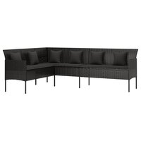 Loungeset Mieke Met Kussens Poly Rattan Zwart
