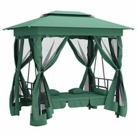 Tuinpaviljoen Chateau Met Schommelbank Stof Staal Groen