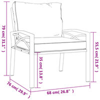 Tuinstoelen Dante - SET 2 st Zandkleurige Kussens 68X76X79 Cm Staal