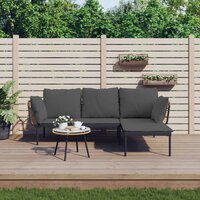 3-Delige Loungeset Hinke Met Kussens Poly Rattan Donkergrijs