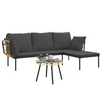 3-Delige Loungeset Hinke Met Kussens Poly Rattan Donkergrijs