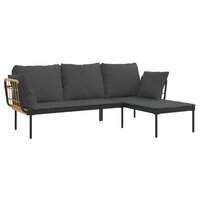 3-Delige Loungeset Hinke Met Kussens Poly Rattan Donkergrijs