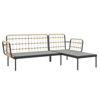3-Delige Loungeset Hinke Met Kussens Poly Rattan Donkergrijs