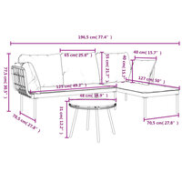3-Delige Loungeset Hinke Met Kussens Poly Rattan Donkergrijs
