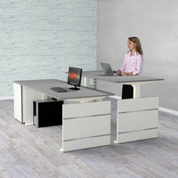 COMBIDEAL 2x zit sta bureau Move-3 + zijpanelen + verlengladeblok