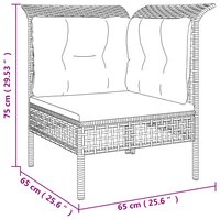 5-Delige Loungeset Burman Met Kussens Poly Rattan Grijs