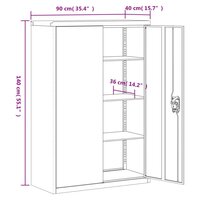 Archiefkast Marit Staal Antracietkleurig 90x40x140cm