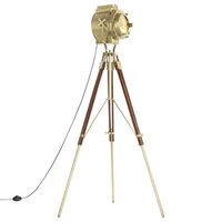 Vloerlamp Driepoot 193 Cm geel koper met houten voet
