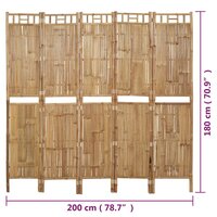 Kamerscherm Bamboe 5-delig 200X180 Cm Bamboe