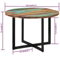Eettafel Roemer rond  110X75 Cm Massief Gerecycled Hout