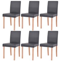 Eethoek Annet tafel met 6 Stoelen zwart Kunstleer En Eikenhout