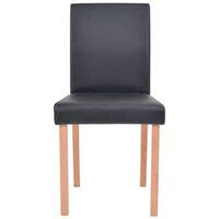 Eethoek Annet tafel met 6 Stoelen zwart Kunstleer En Eikenhout
