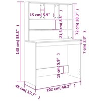 Bureau met open vakken 102X45X148 Cm Hout Zwart