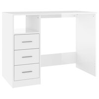 Bureau Met Lades 102X50X76 Cm Hout Hoogglans Wit