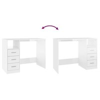Bureau Met Lades 102X50X76 Cm Hout Hoogglans Wit