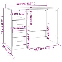 Bureau Met Lades 102X50X76 Cm Hout Hoogglans Wit