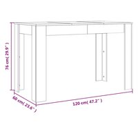 Eettafel Manny 120X60X76 Cm Hout Gerookt Eikenkleurig