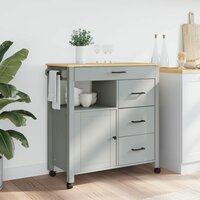 Keukentrolley Monza 84X40X90 Cm Massief Grenenhout Grijs
