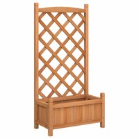 Plantenbak Met Latwerk Massief Vurenhout Bruin 55 x 29,5 x 30 cm