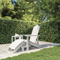 Tuinstoel Adirondack Met Voetenbank Hdpe Wit met voetensteun