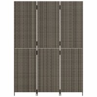 Kamerscherm 3 Panelen Poly Rattan Grijs 147 x 200 cm Dichtgeweven