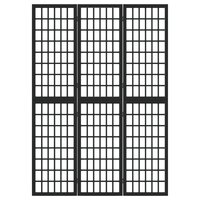 Kamerscherm Inklapbaar 3 Panelen Japanse Stijl 120 x 170 cm Zwart