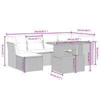 Loungeset Cupido Met Kussens Poly Rattan Zwart - 7-delig