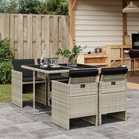 Tuinset Venus 4 stoelen Met Kussens Poly Rattan Lichtgrijs 