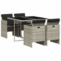 Tuinset Venus 4 stoelen Met Kussens Poly Rattan Lichtgrijs 