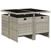 Tuinset Venus 4 stoelen Met Kussens Poly Rattan Lichtgrijs 