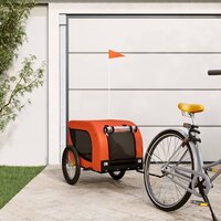 Fietskar hond oxford stof en ijzer oranje en zwart 136 x 69 x 73.5 cm