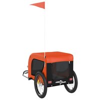 Fietskar hond oxford stof en ijzer oranje en zwart 136 x 69 x 73.5 cm