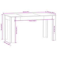 Eettafel Nero 140x74,5x76 cm zwart - smalle eettafel